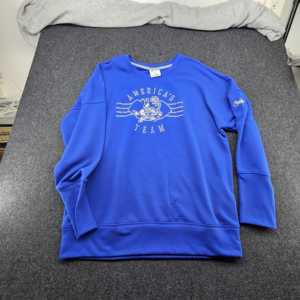 Nike Women's Medium Dallas Cowboys Historic Fleece Royal Crew - Picture 2 of 9